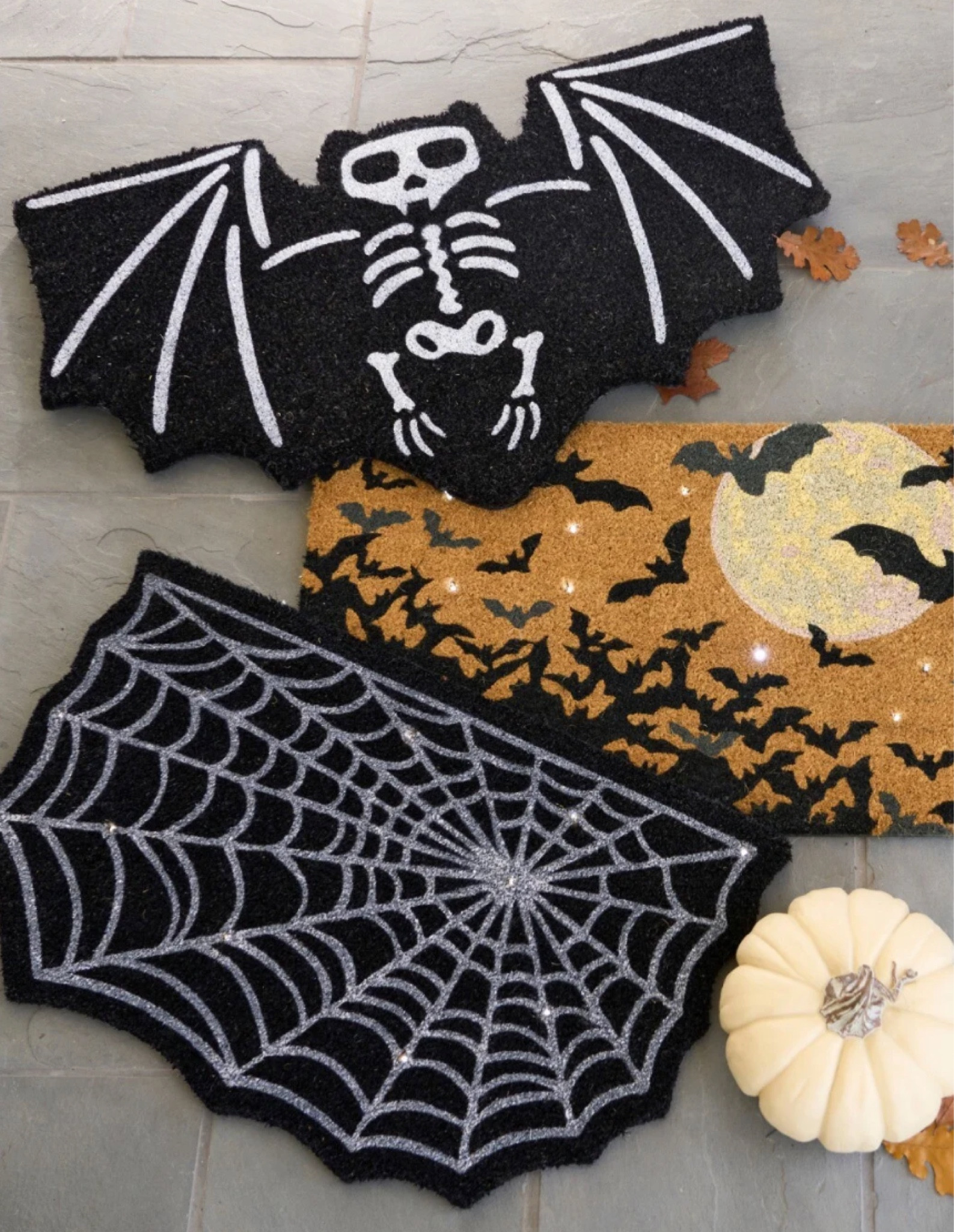 Halloween door mats from Pottery Barn. Spooky bats, spider web decor, home decor, Halloween home decor 

#LTKhome #LTKFind #LTKSeasonal
