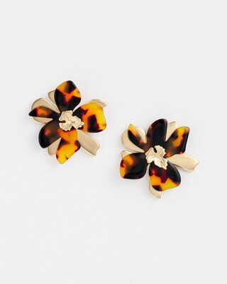 No Droop™ Faux Tortoise Floral Stud Earrings | Chico's