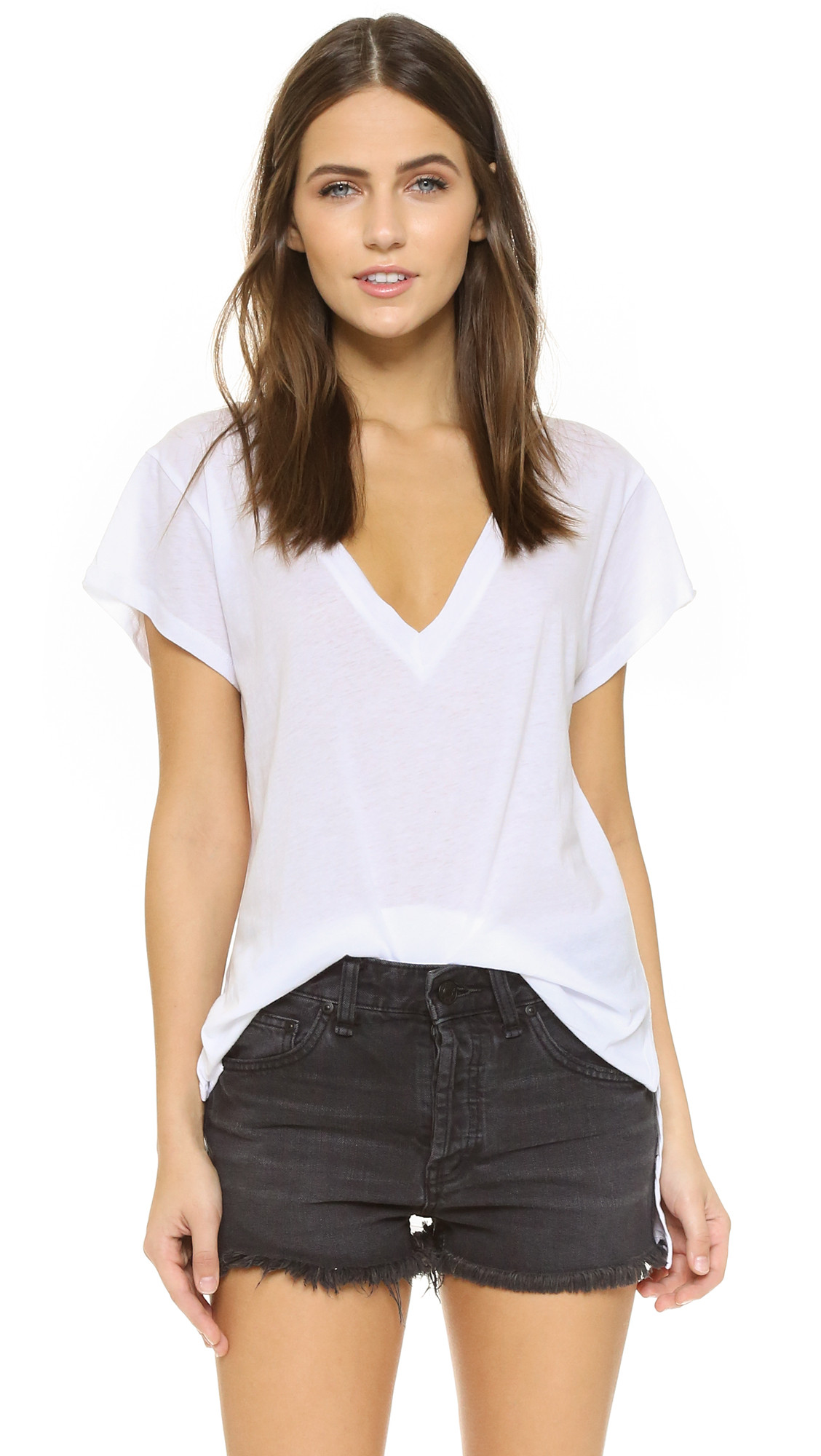 Lna Carmen V Neck Tee - White | Shopbop