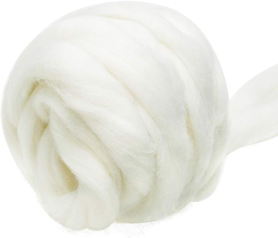 Jupean 3.53oz Wool Roving Yarn, Fiber Roving Wool Top, Wool Felting Supplies, Pure Wool, Chunky Y... | Amazon (US)