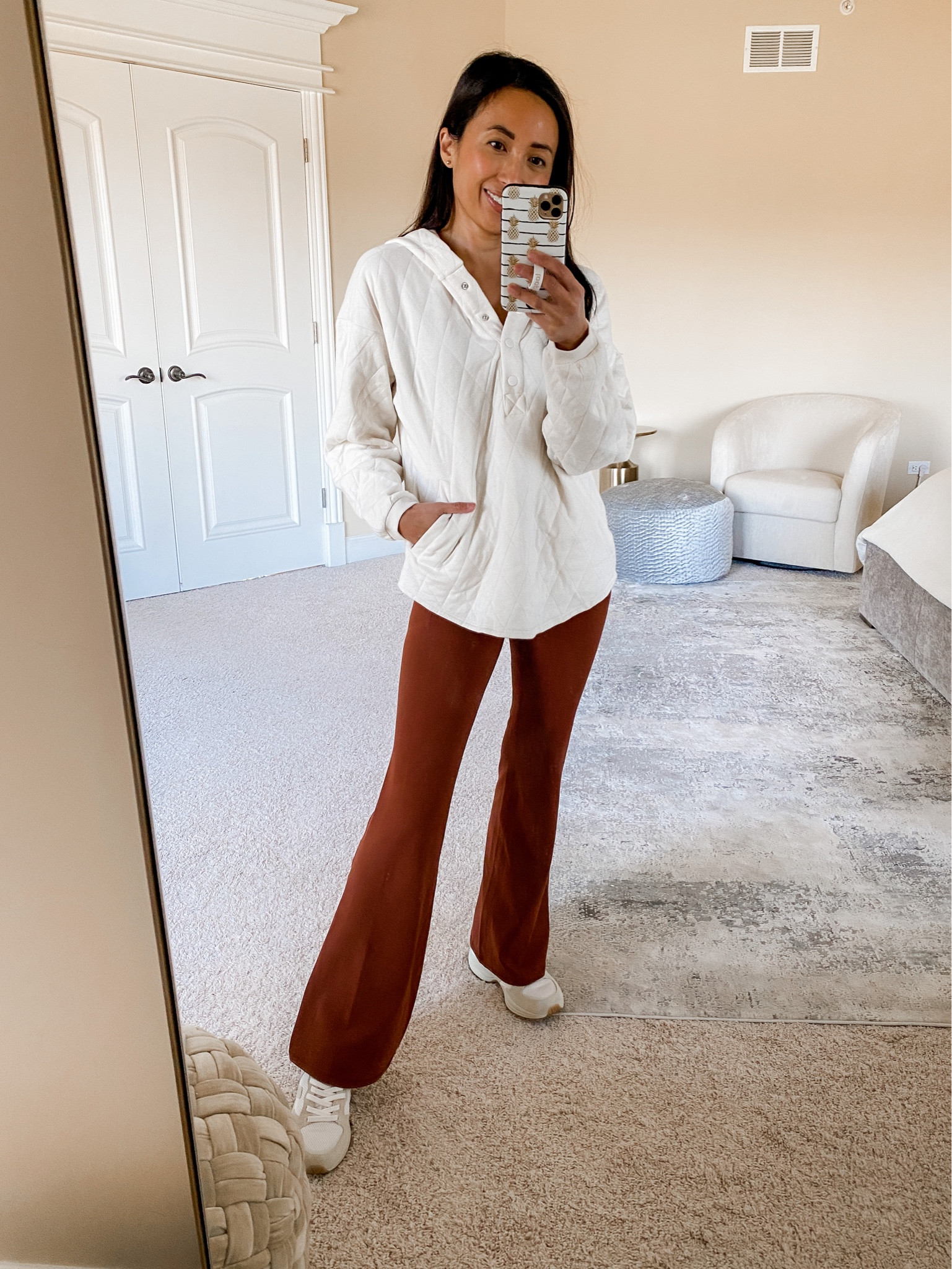 Flare pants. Flare leggings. Athleisure. Running errands. Currently around 40% off. True to size for me. Really good material. 
White sneakers are ready good walking shoes. Chunky sneakers  

#LTKsalealert #LTKshoecrush #LTKfit