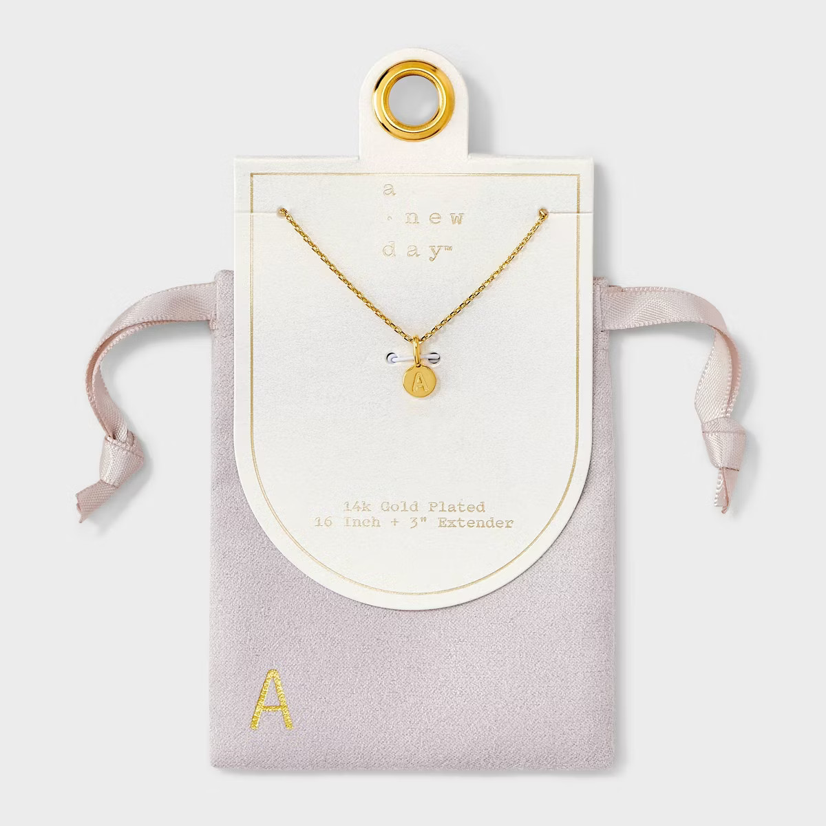 14K Gold Plated Round Initial Pendant Necklace - A New Day™ | Target