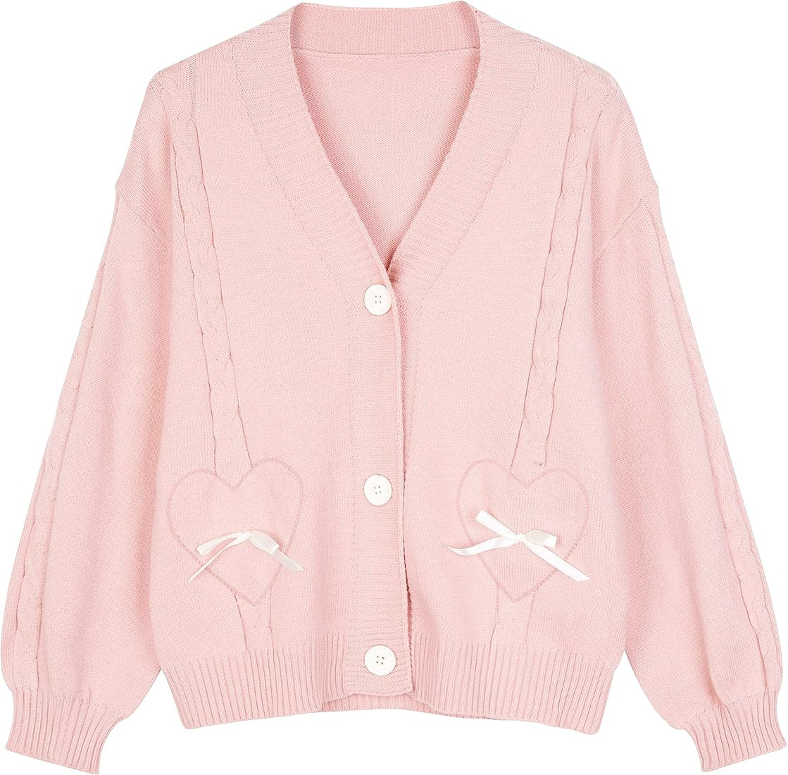 Women Kawaii Sweater Cardigan with Cute Bowknot and Heart S-2XL | Amazon (US)