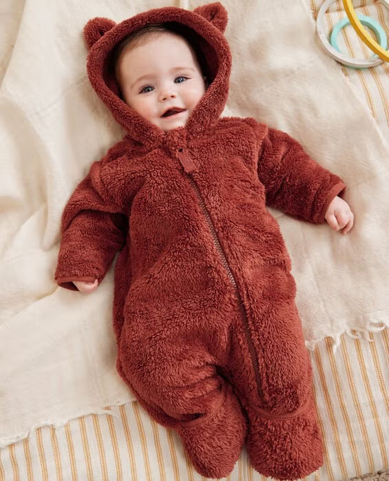 Girls' Madder Brown Marshmallow Fleece Romper in 100% Recycled Poly - Size Baby 12-18 mos by Hanna Andersson | Hanna Andersson
