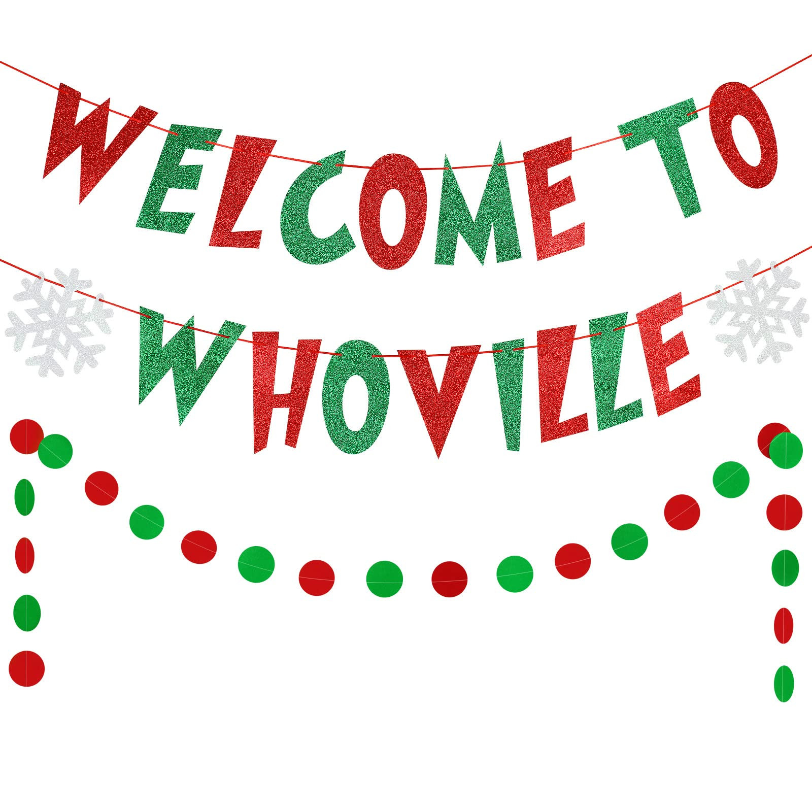 Red and Green Welcome To Whoville Banner, Whoville Christmas Banner Decorations Welcome To Whovil... | Amazon (US)