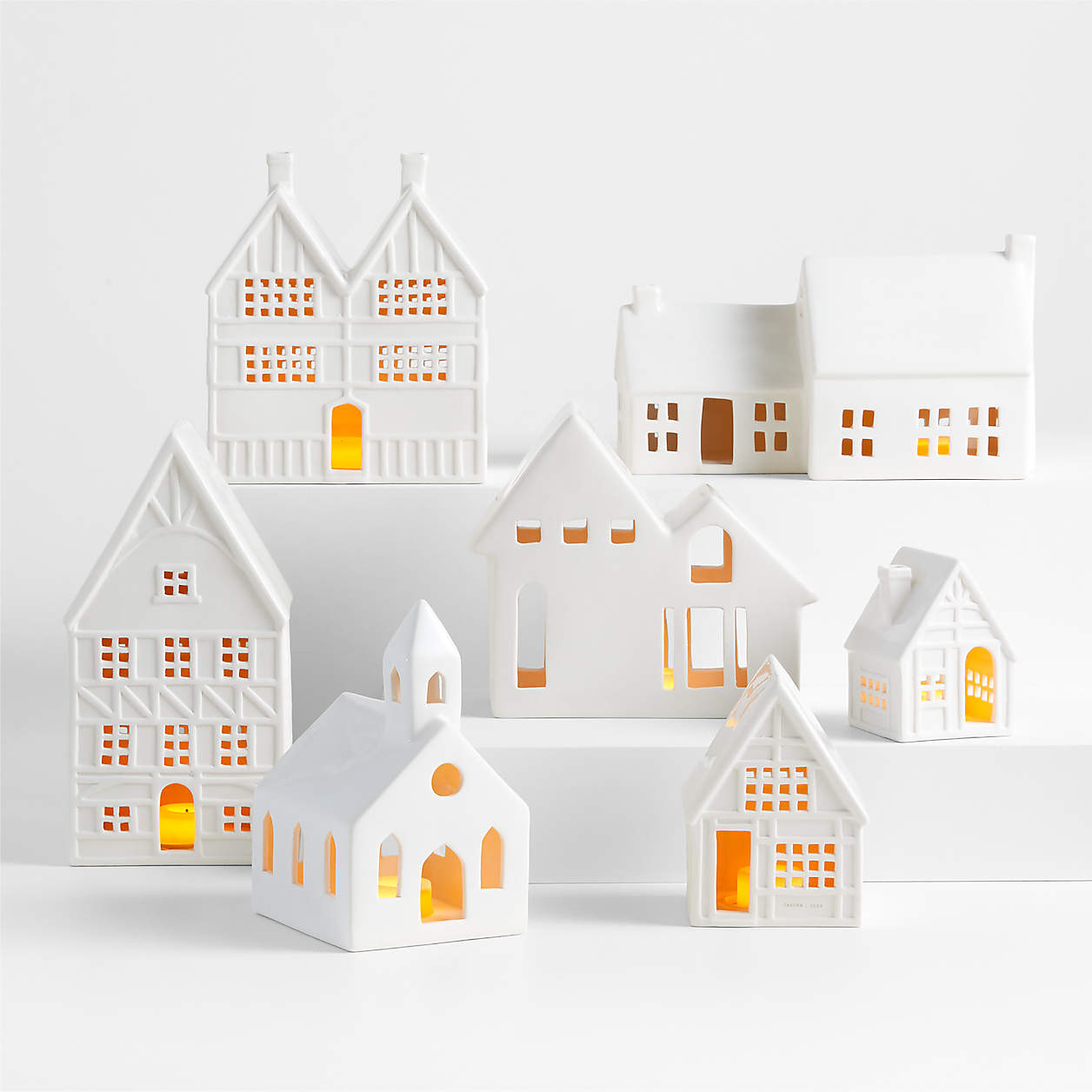 White Ceramic Holiday Church + Reviews | Crate & Barrel | Crate & Barrel