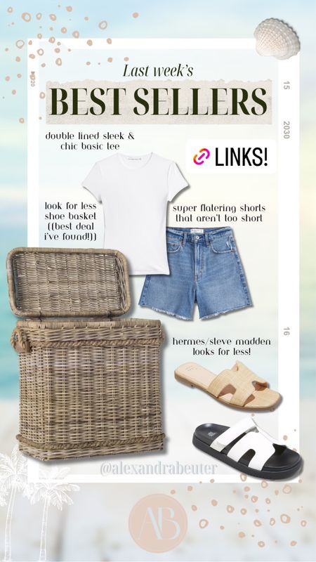 Double lined basic tee for everyday outfits // flattering mom shorts that aren’t too short // shoes basket for hidden storage that fits with your home decor // look for less designer inspired sandals with a very affordable price // affordable fashion // look for less 

#LTKsalealert #LTKfindsunder100 #LTKMostLoved