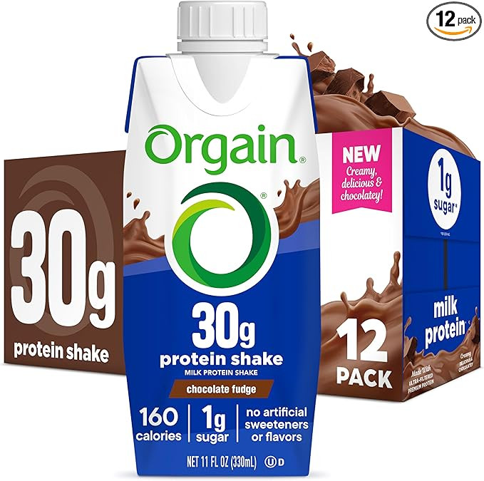 Orgain 30g High Protein Shake, Dairy Isolate Milk Protein, Chocolate Fudge, 6g BCAAs, 1g Sugar Pe... | Amazon (US)