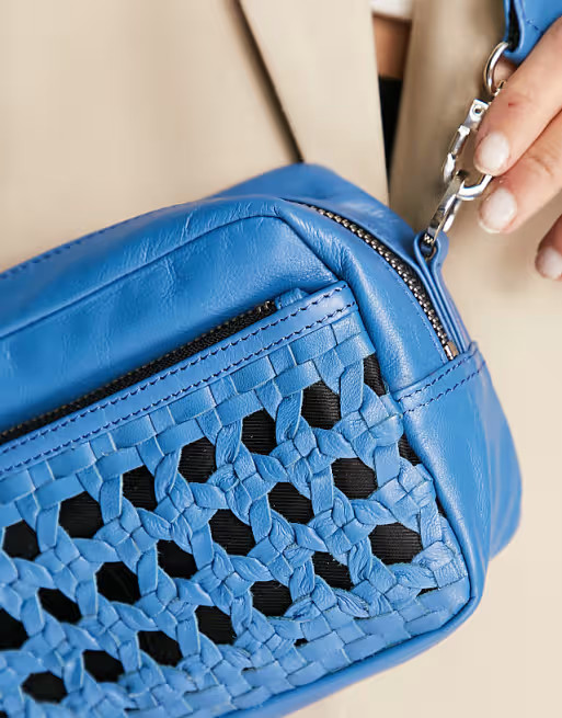 Topshop Lola woven crossbody bag in blue | ASOS (Global)
