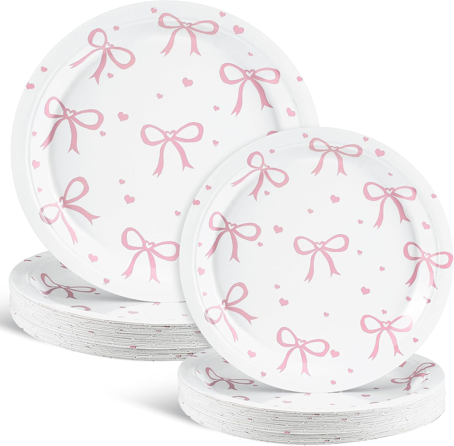 Sieral 60 Pcs Coquette Pink Bow Party Plates 9'' 7'' Bow Theme Birthday Party Decorations She's T... | Amazon (US)