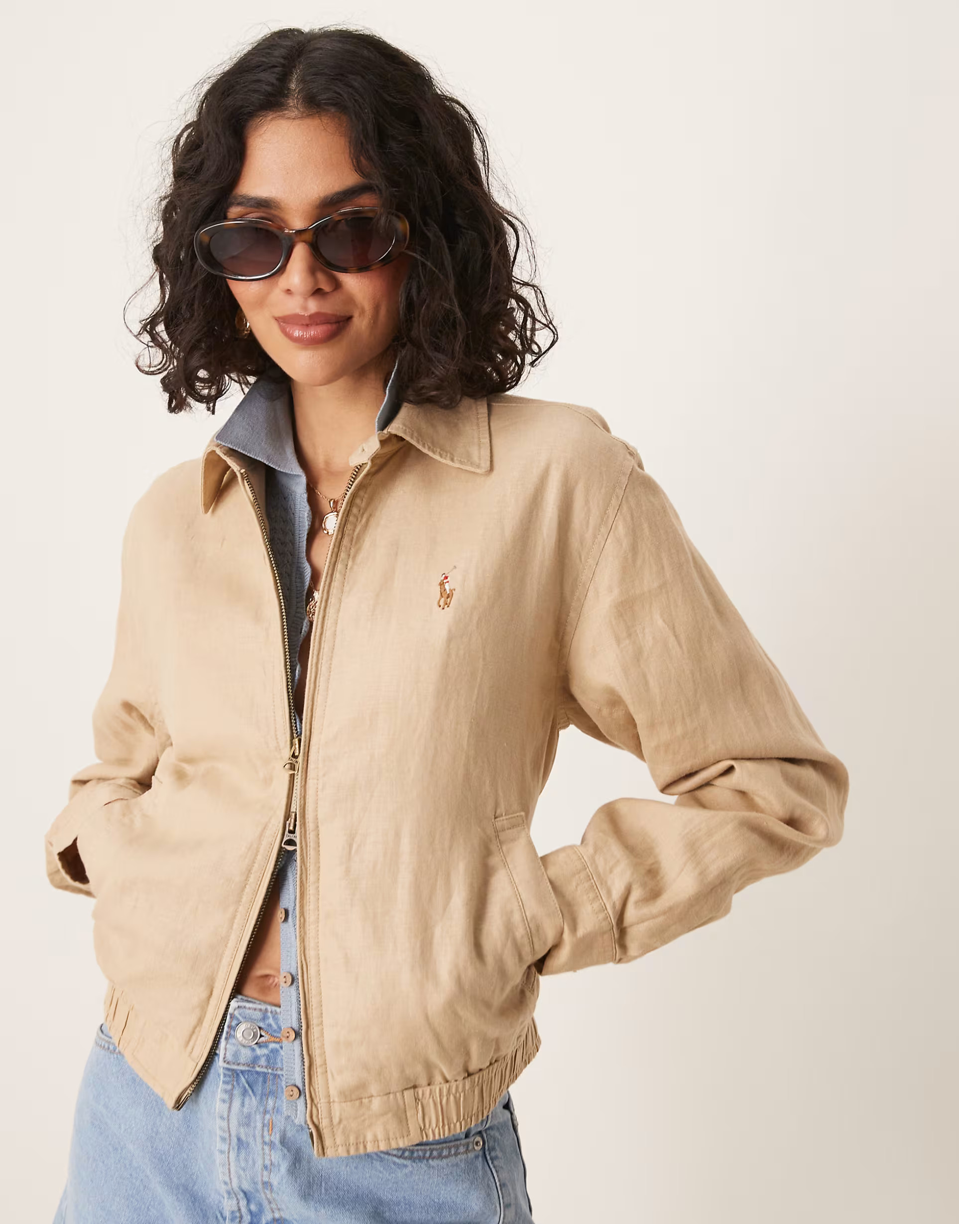 Polo Ralph Lauren linen bomber jacket in tan | ASOS (Global)