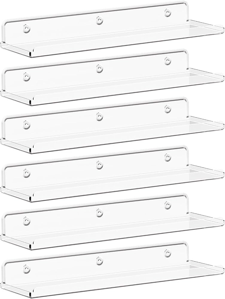 Lifewit Floating Shelves for Wall, 6 Pack 15" Clear Acrylic Shelf Room Decor for Book/Figures/Pho... | Amazon (US)