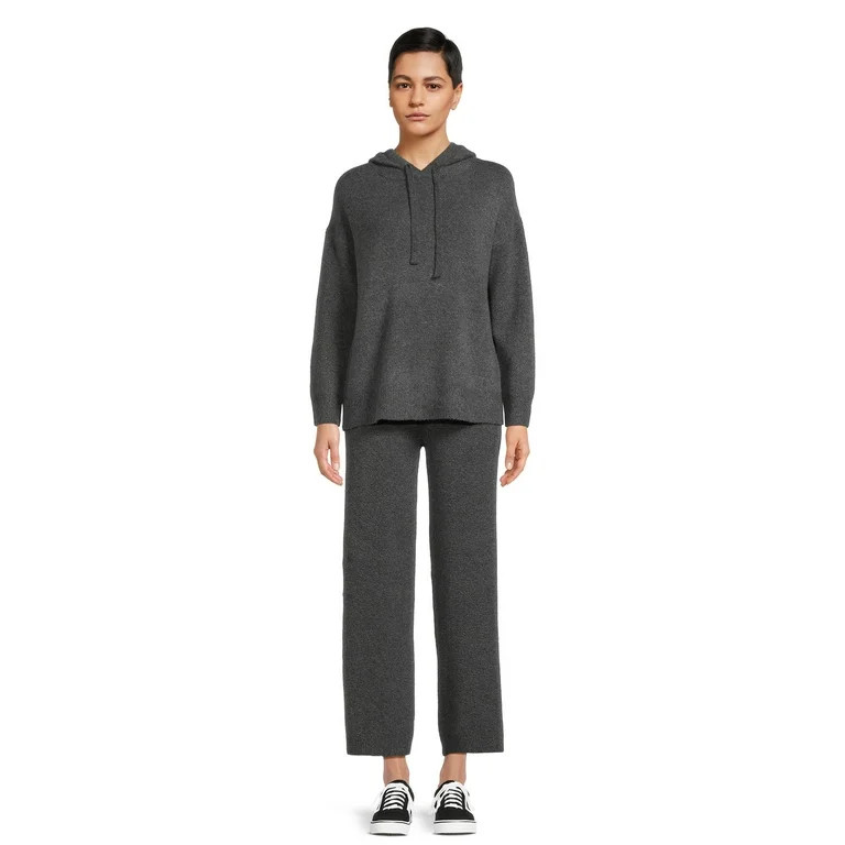 Time and Tru Women's Long Sleeve Hoodie Sweater and Pants Set, 2-Piece, Sizes XS-XXXL | Walmart (US)