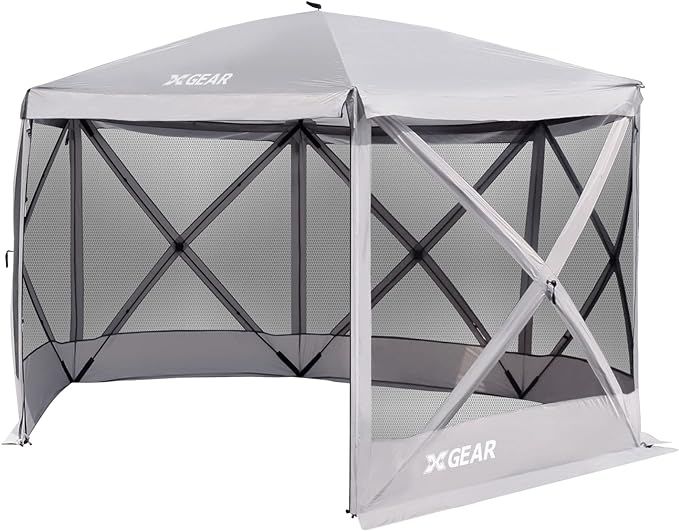 XGEAR 6 Sided Pop Up Camping Gazebo 11.5’x11.5’ Instant Canopy Tent Shelter Screen House with... | Amazon (US)