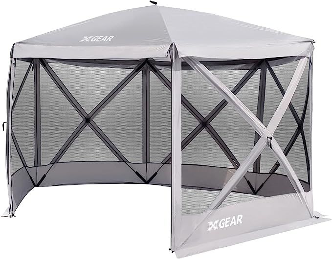 XGEAR 6 Sided Pop Up Camping Gazebo 11.5’x11.5’ Instant Canopy Tent Shelter Screen House with... | Amazon (US)