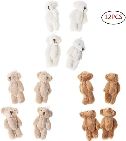 CheeseandU 12Pcs 6CM Plush Mini Joint Teddy Bear Stuffed Animal Toys Wedding Gift Box Doll Toy fo... | Amazon (US)