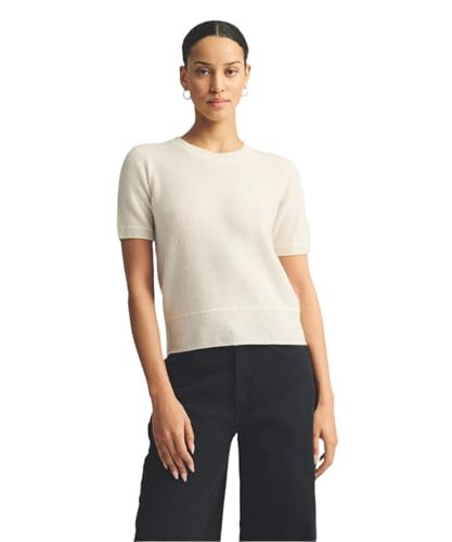 NAADAM Womens Lightweight Cashmere Short Sleeve Sweater, White, S | Amazon (US)