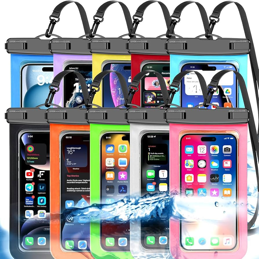 Famoby 10 Pack Multicolor Waterproof Phone Pouch,Cell Phone Waterproof Case Dry Bag,Protection Le... | Amazon (US)