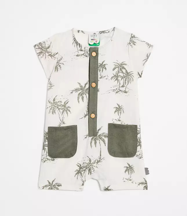 LOFT x Mon Coeur Linen Palm Tree Romper | LOFT