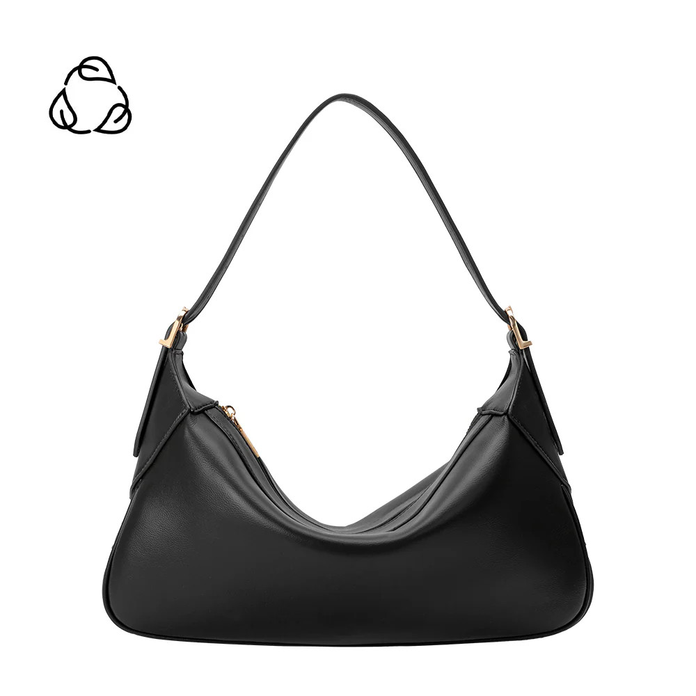 Black Nicolette Recycled Vegan Leather Shoulder Bag | Melie Bianco | Melie Bianco
