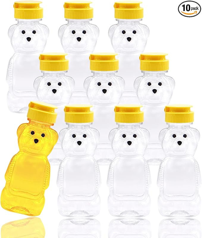 Panxxsen 10 Pack 8 Fluid Oz Plastic Honey Bear Bottle,Honey Squeeze Empty Bottle,Squeeze Honey Co... | Amazon (US)