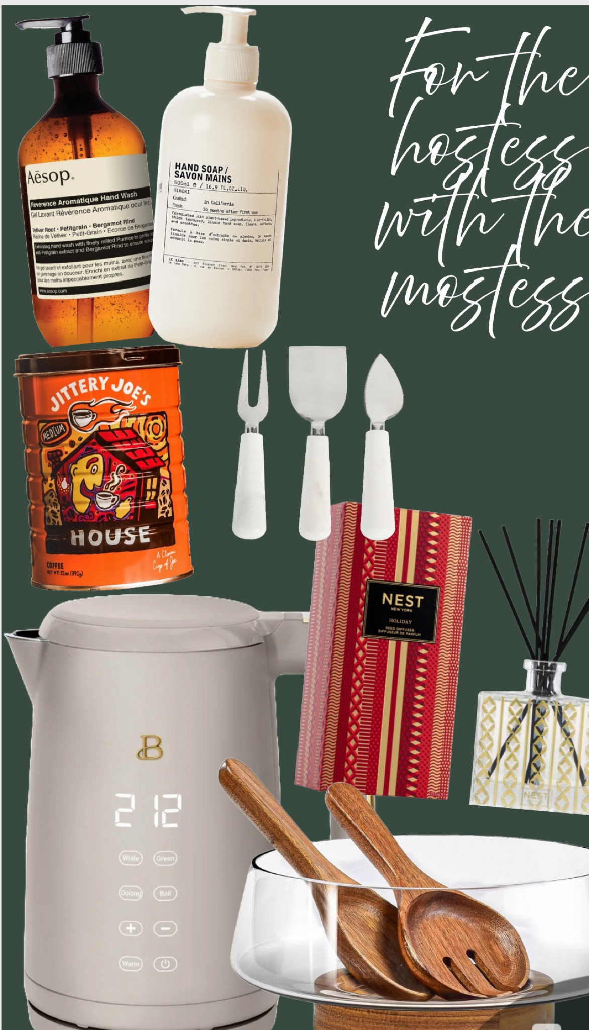 For the hostess with the mostess! 
*This electric tea kettle is my most used kitchen item- Second only to the Nespresso! Love it in the neutral porcini color for anyone’s home! 
*Nest Holiday will get put all around my home on 11/1. It’s not the holiday season without it. It’s a festive scent but neutral enough that it blends with most preferences.

#LTKGiftGuide #LTKHome #LTKFindsUnder100