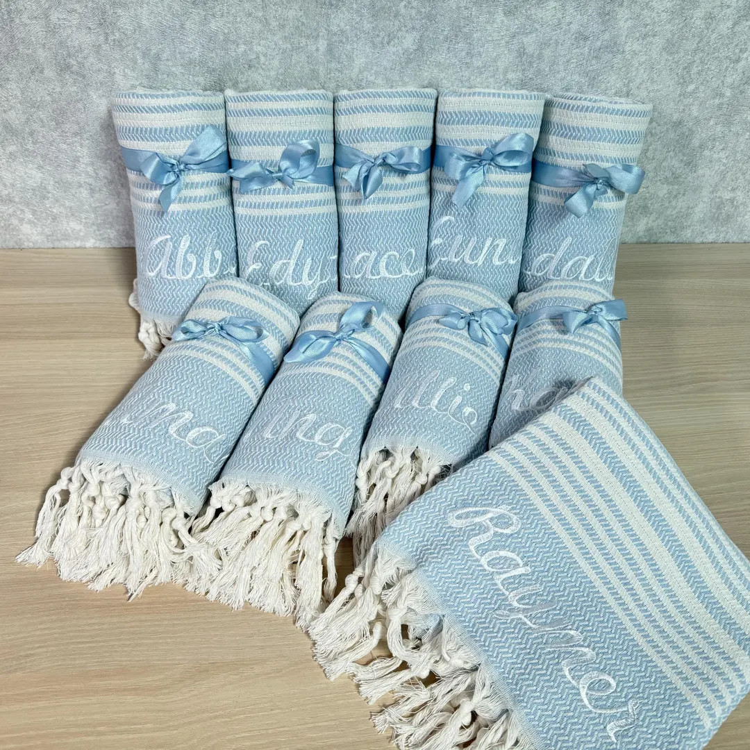 Personalized Towel, Turkish Beach Towel, Bridesmaid Gift, Embroidered Cotton Bath Towel, Bachelor... | Etsy (US)