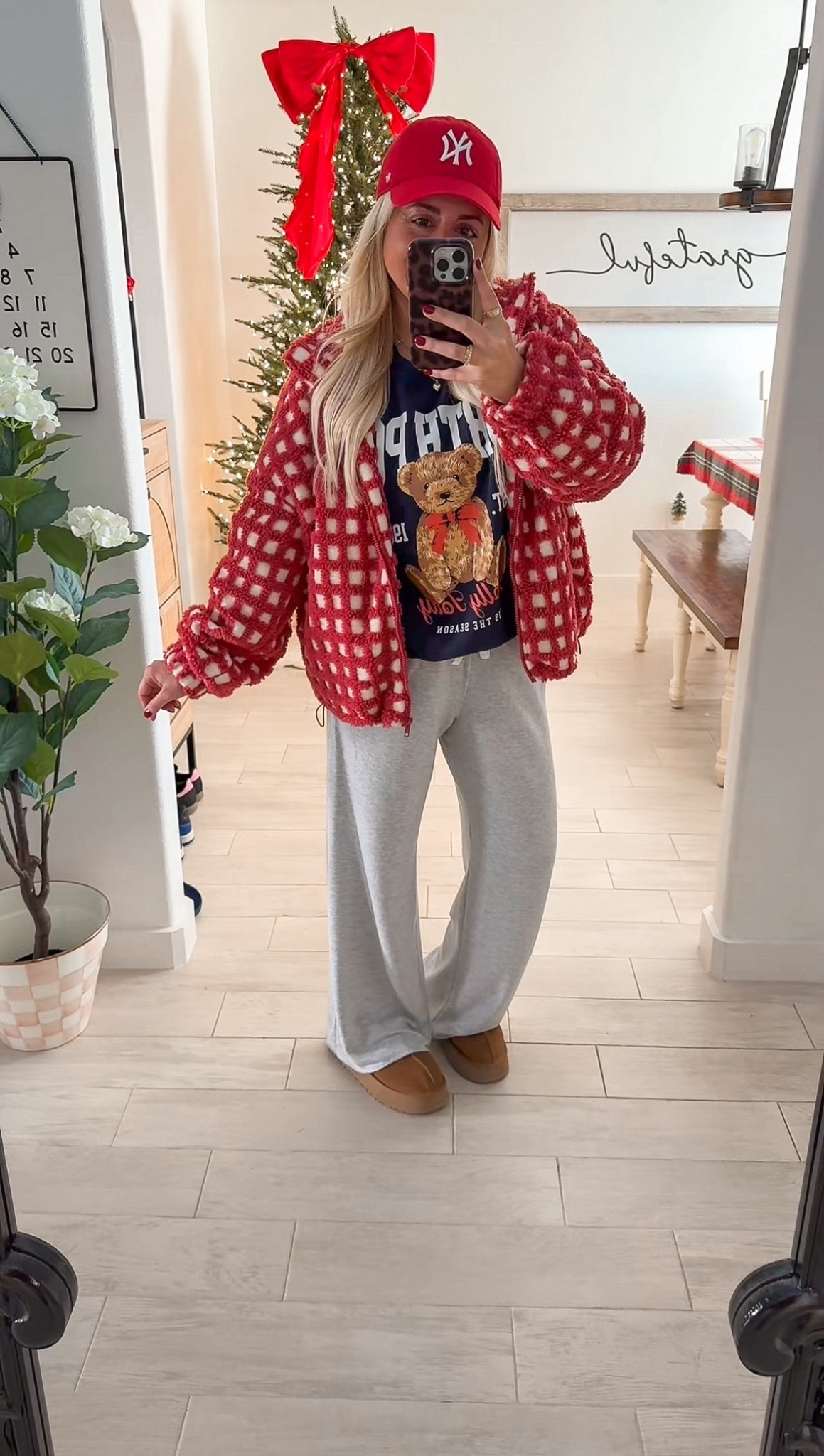 Comfy winter outfit
Plaid jacket small
Teddy bear sweater xl
Wide leg pants m
Uggs tts

#LTKootd #LTKFindsUnder100 #LTKHoliday