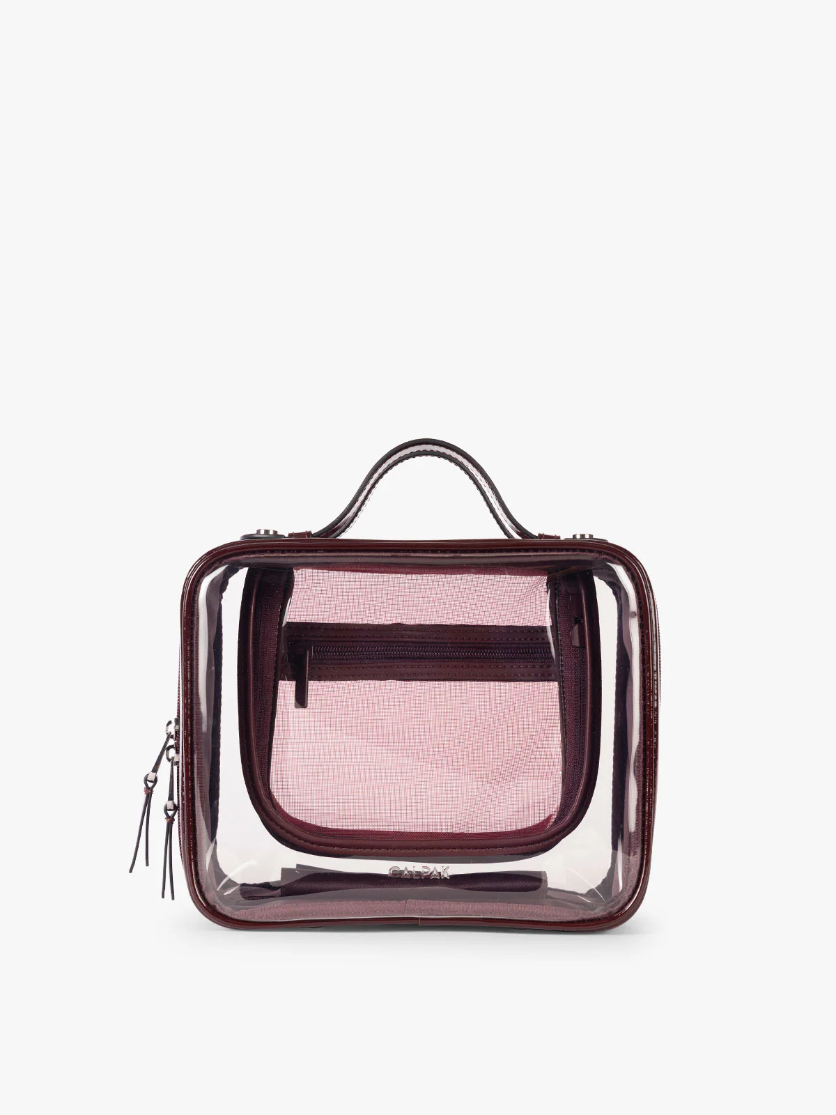 Medium Clear Cosmetics Case in Glazed Dark Cherry | CALPAK