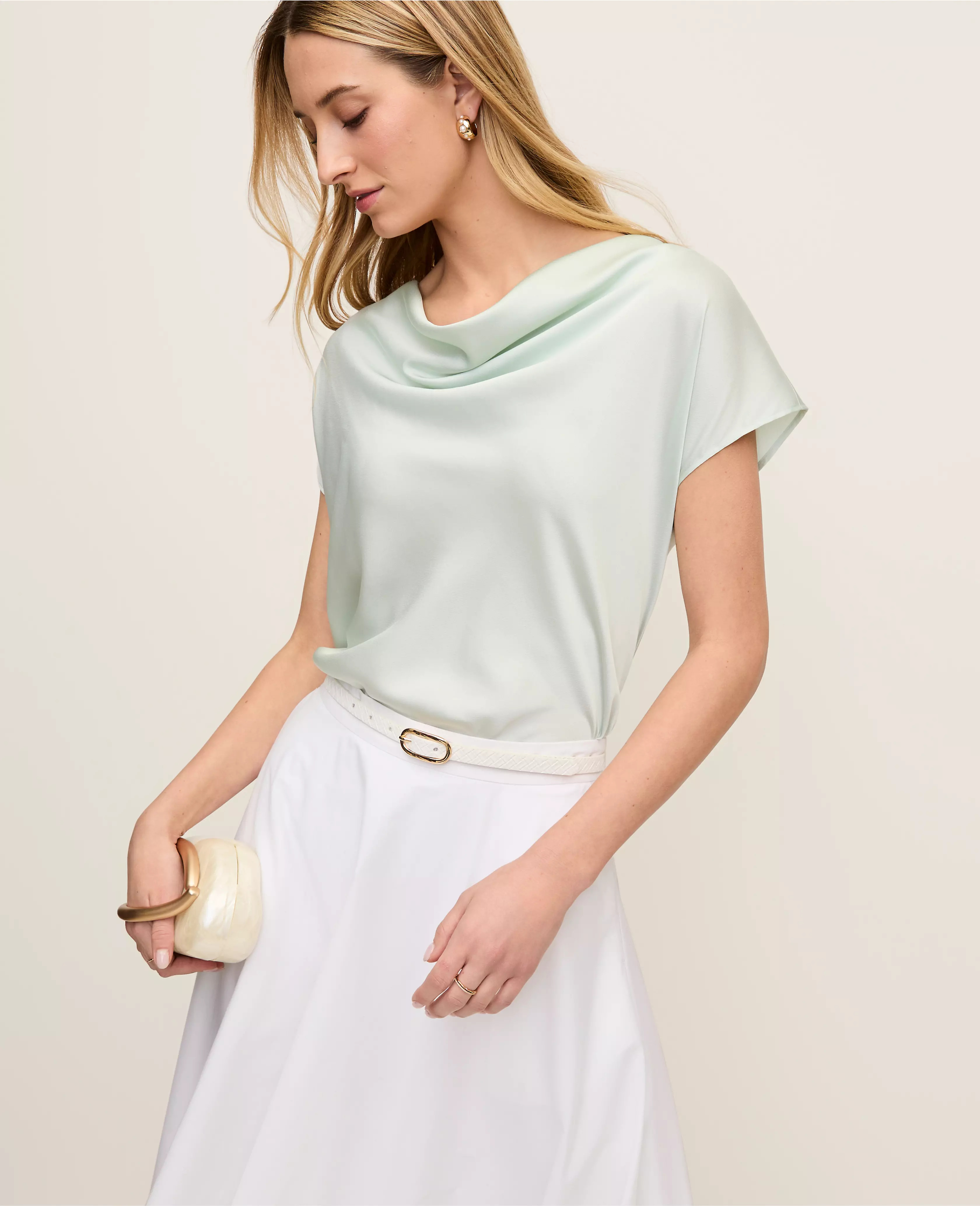 Satin Cowl Neck Top | Ann Taylor