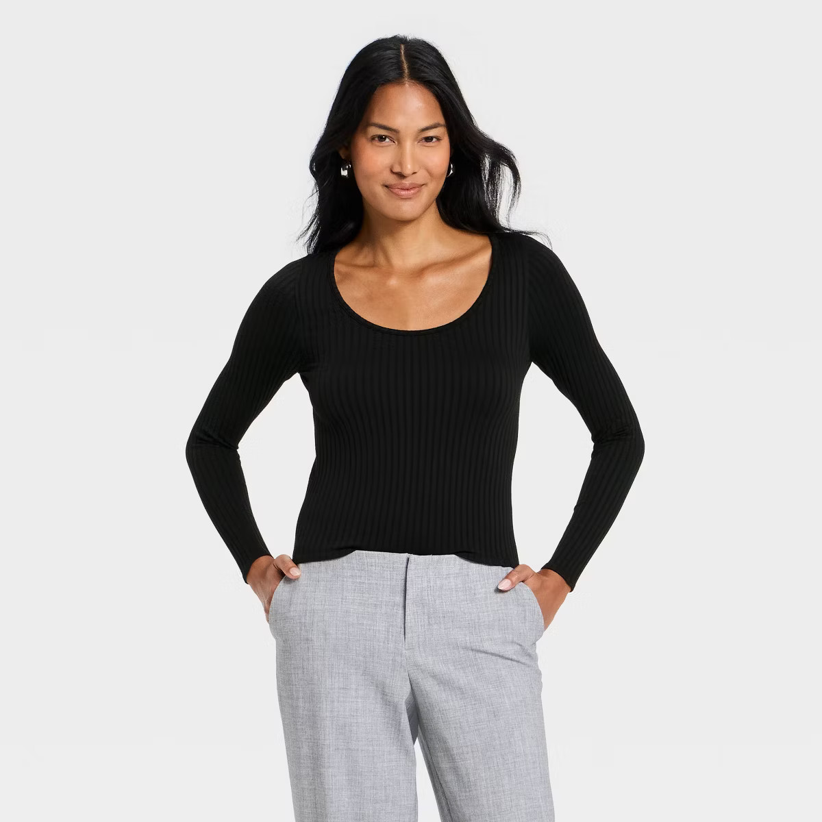 Women's Slim Fit Ribbed Seamless Long Sleeve Top - A New Day™ | Target