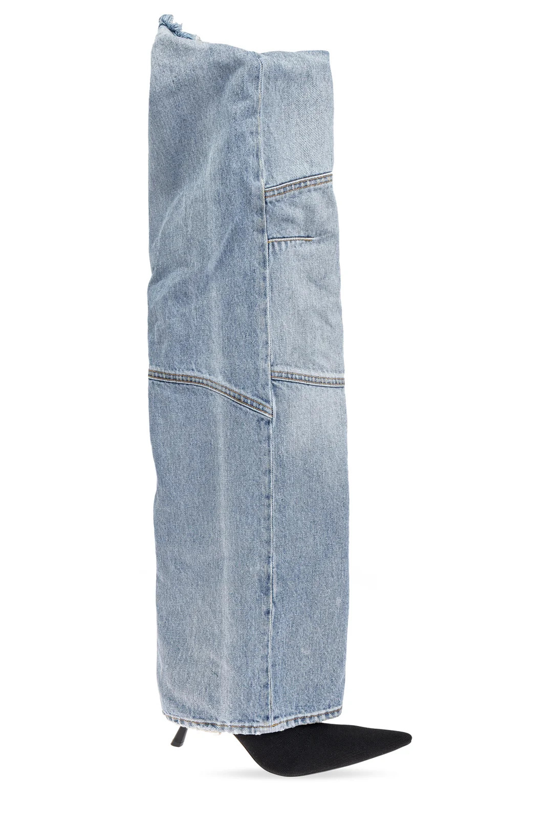 Balenciaga Denim Panelled Pointed-Toe Boots | Cettire Global