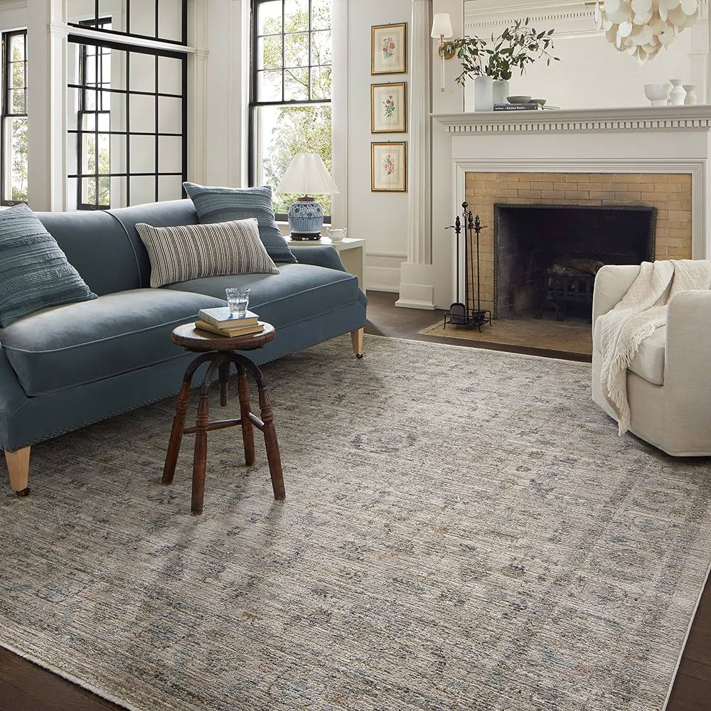 LOLOI Jean Stoffer Katherine Collection KES-03 Beige/Mist 7'-10'' x 10' Area Rug | Amazon (US)