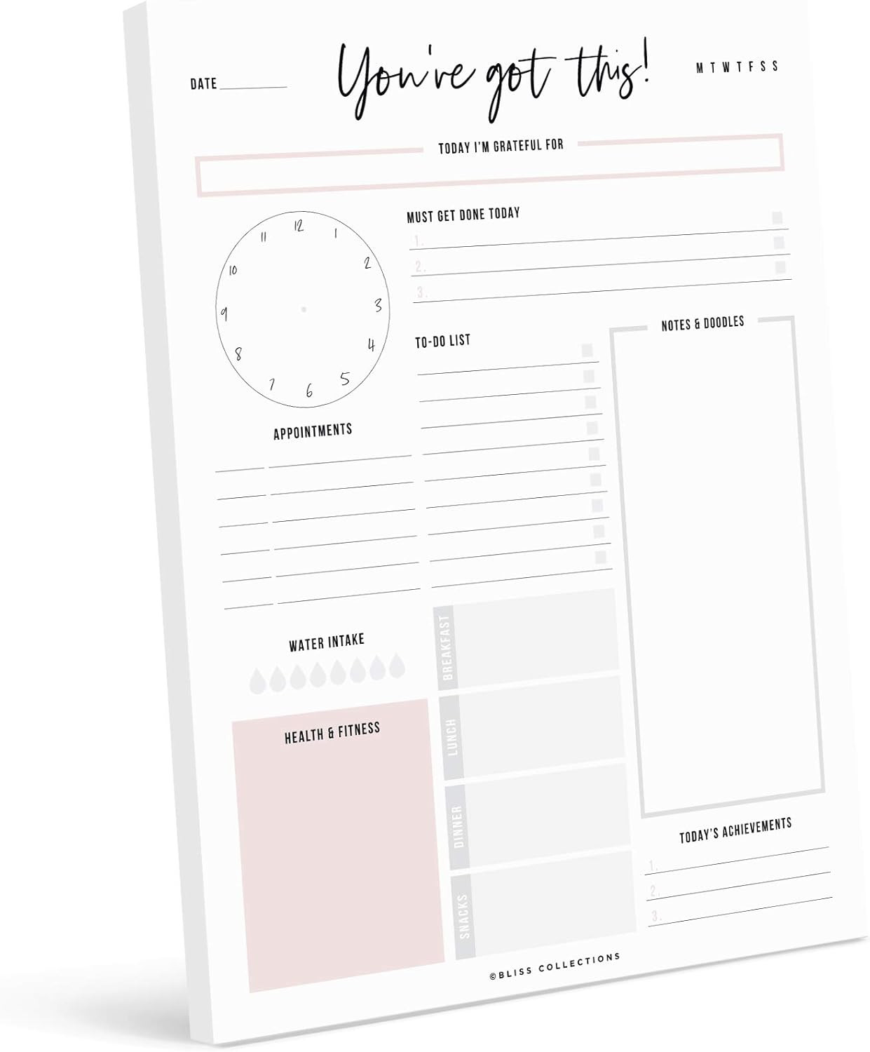 Bliss Collections Daily Planner with 50 Undated 8.5 x 11 Tear Off Sheets - You’ve Got This Desk... | Amazon (US)