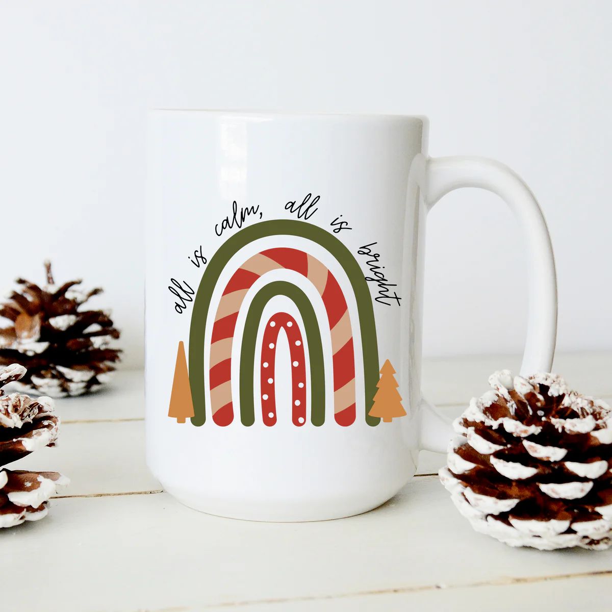 All is calm all is Bright Rainbow Mug | Sweet Mint Handmade Goods