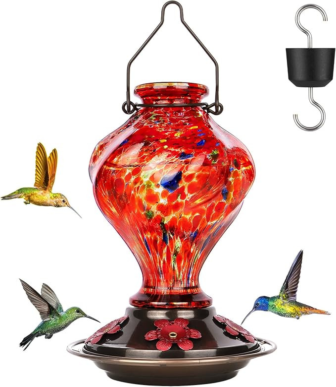 Hummingbird Feeder, BOLITE Glass Hummingbird Feeders for Outdoors Hanging, Hand Blown Twisted wit... | Amazon (US)