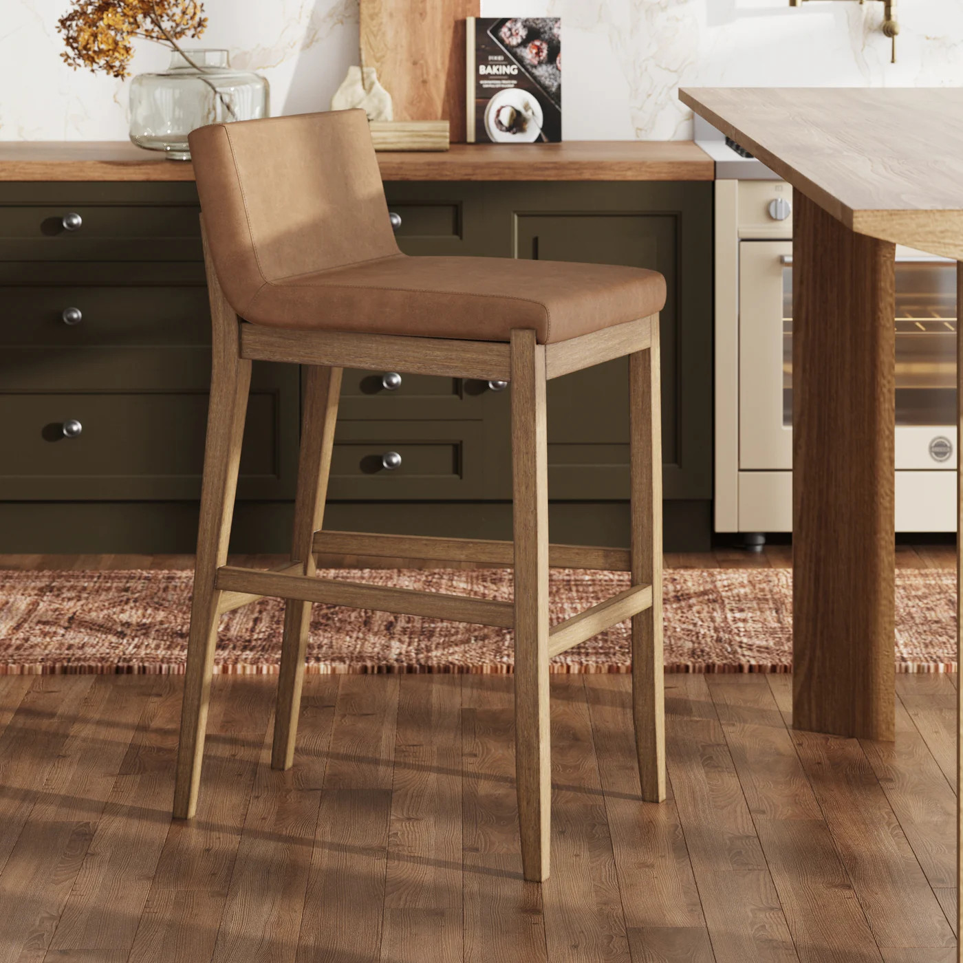 Exposed Wood Back Bar Stool Light Brown | Nathan James
