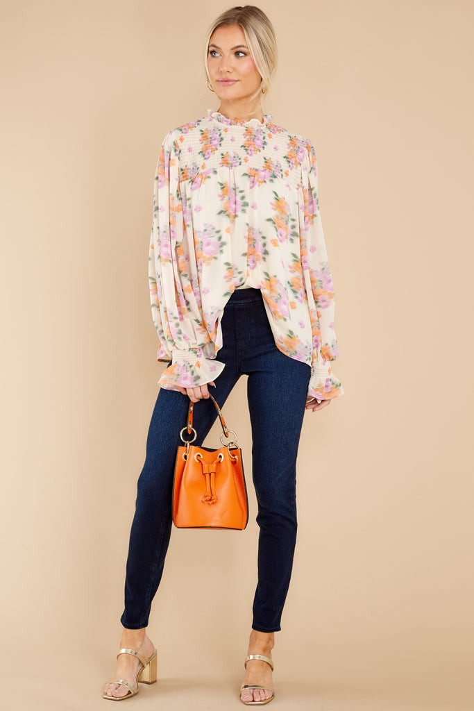 Burst Into Bloom Ivory Multi Floral Print Top | Red Dress 