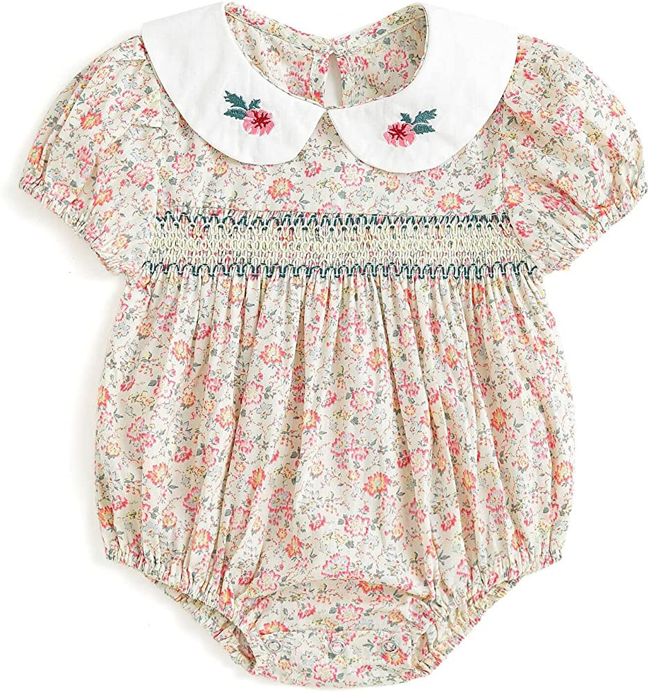 Curipeer Infant Baby Girls Floral Romper Casual Long Sleeve Jumpsuit for Summer | Amazon (US)