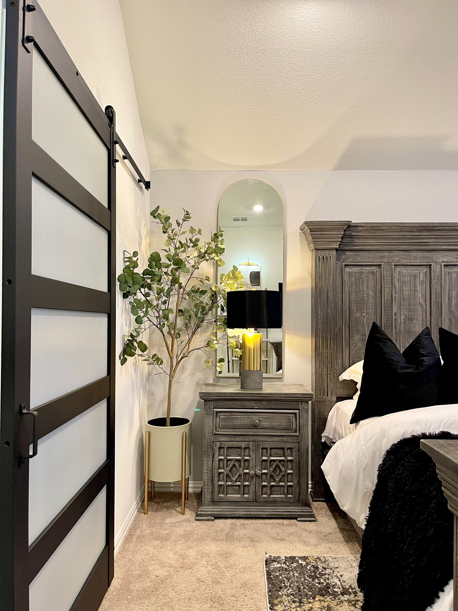 Barn Door • Mirror • Plant • Plant Stand •  Lamp • Pillow • Bedding • Throw • Nightstand + Bed Frame- Nebraska Furniture Mart 

#LTKstyletip #LTKsalealert #LTKhome