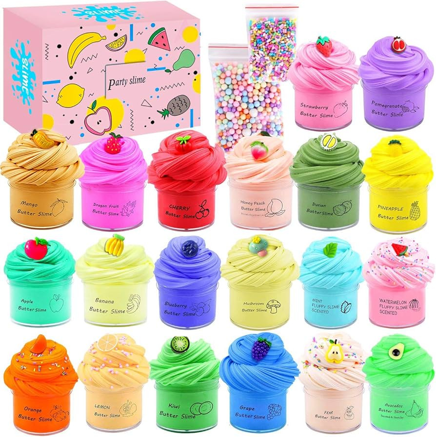 20 Pack Butter Slime Kit Fruit Theme, Educational Sludge Toys, Party Favors for Girl Boy Kids, Ea... | Amazon (US)