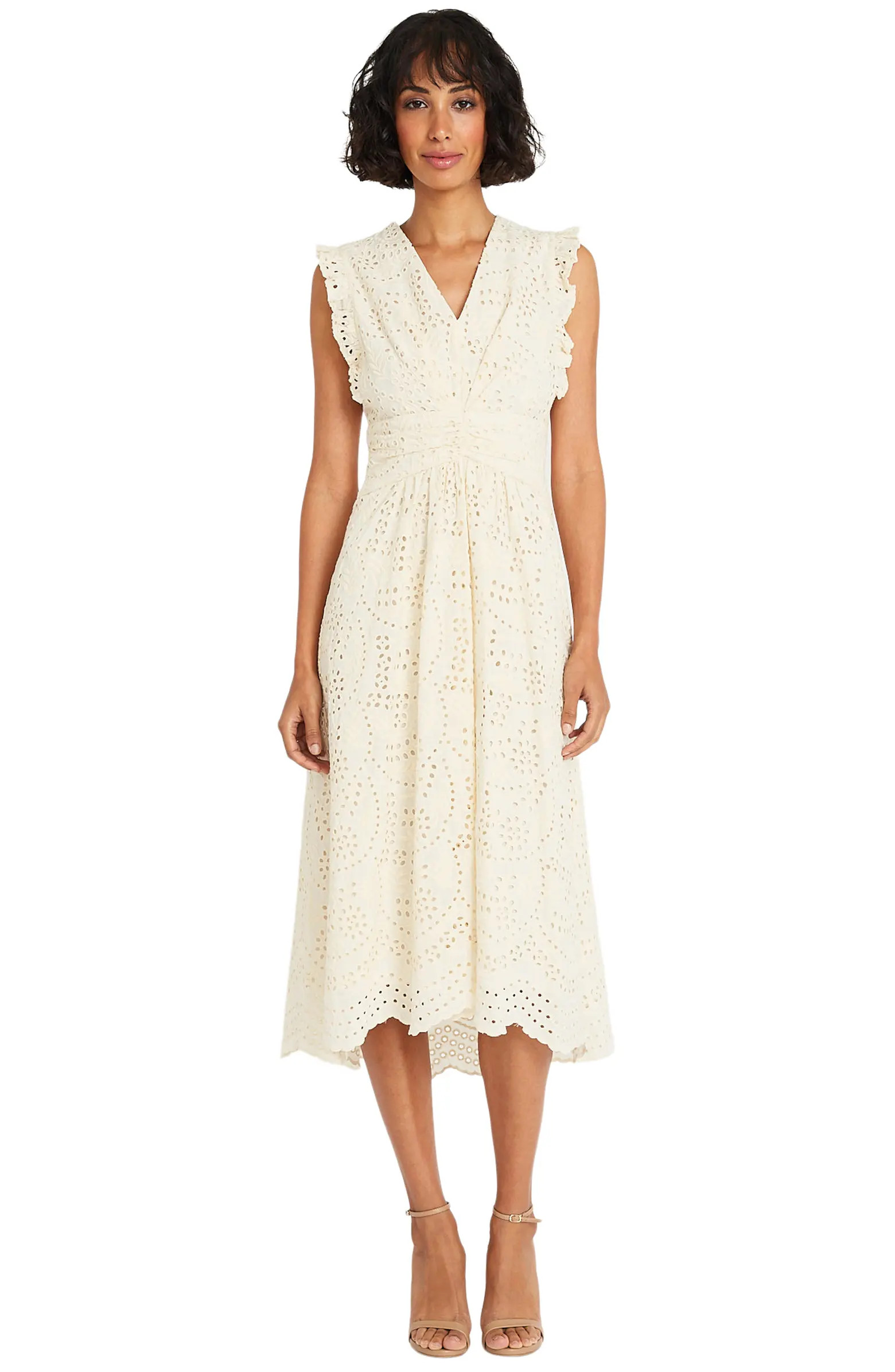 Sleeveless Embroidered Eyelet Midi Dress | Nordstrom
