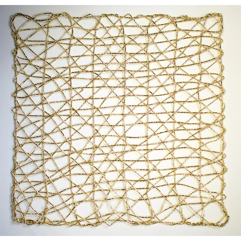 Holiday Decorative 15"x15" Square Woven Metallic Foil Shining Placemats, Charger - Set of 4 (Gold... | Walmart (US)