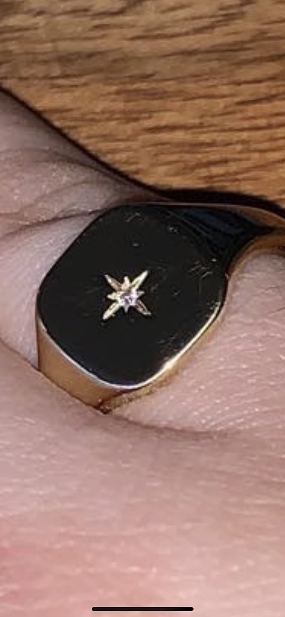 PAVOI 14K Gold Plated Engraved Signet Ring with North Star | Lightweight Thick Statement Rings fo... | Amazon (US)