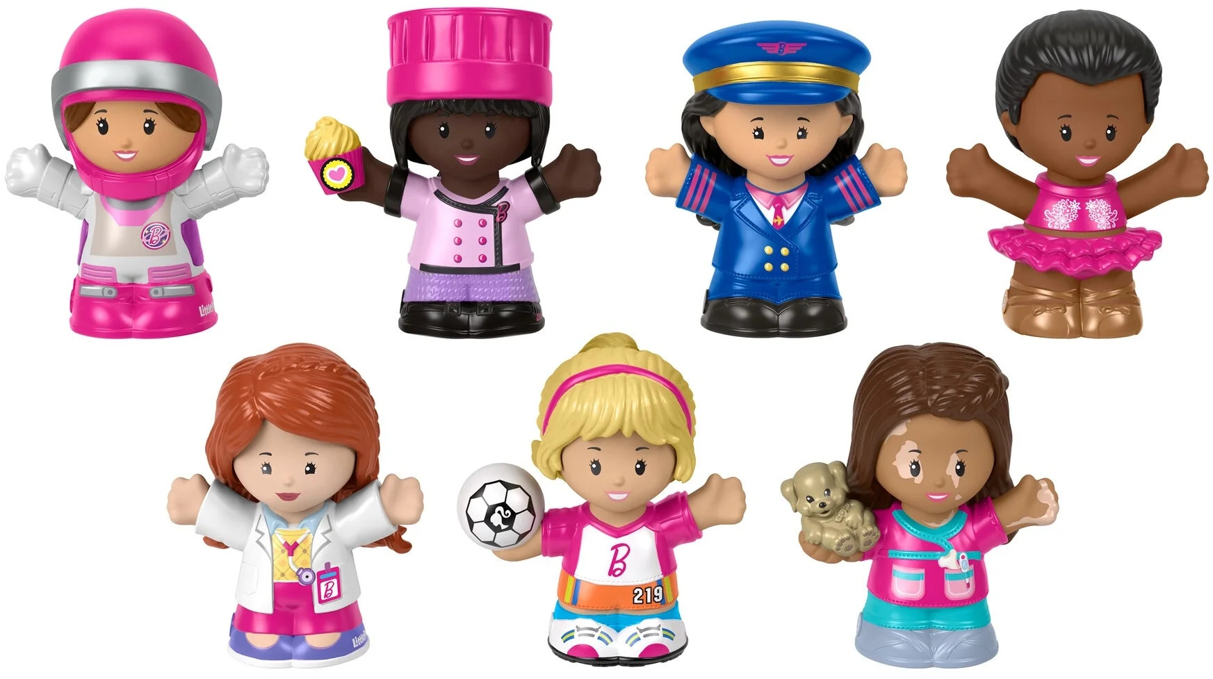Barbie You Can Be Anything Figure Pack by Fisher-Price Little People, Gift Set of 7 Figures for T... | Walmart (US)