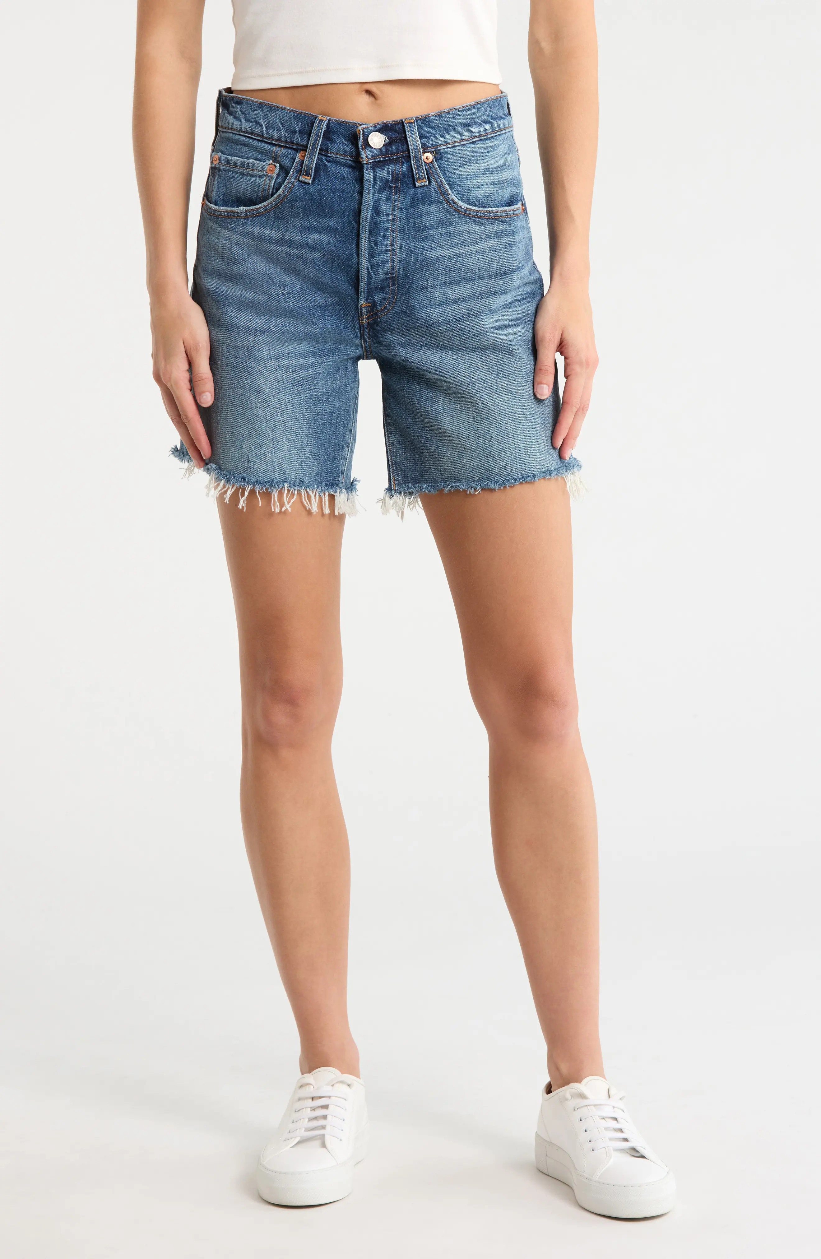 501\u00ae Mid Thigh Shorts (Women) | Nordstromrack | Nordstrom Rack