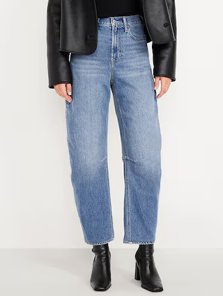 Wow High-Waisted Barrel Ankle Jeans | Old Navy (US)