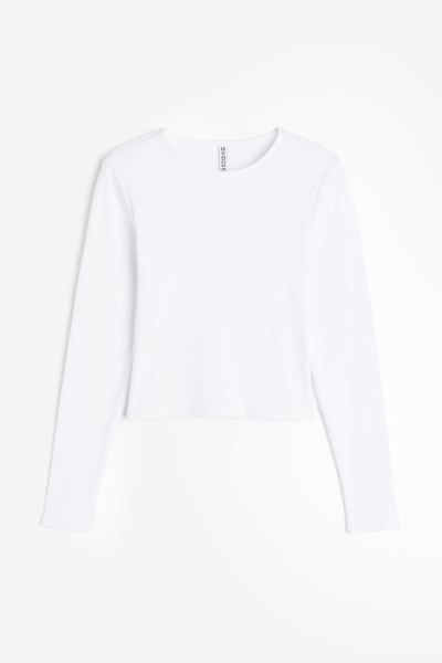 Ribbed Top - White - Ladies | H&M US | H&M (US + CA)