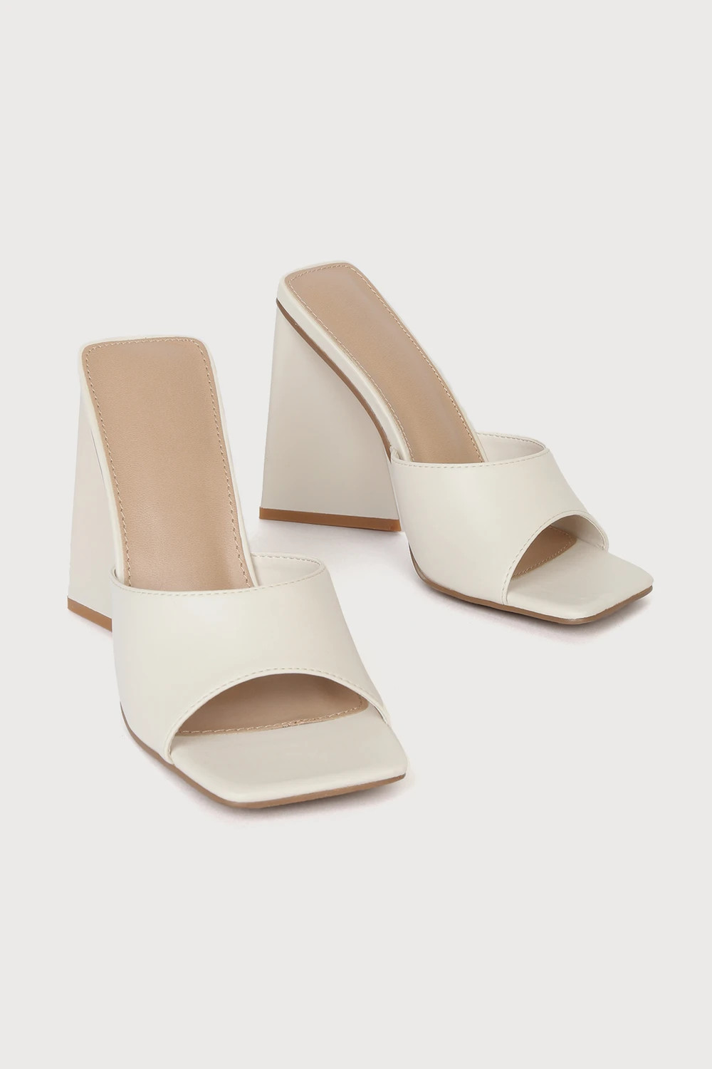 Niamh Off White Square Toe Triangular Block Heel Sandals | Lulus (US)