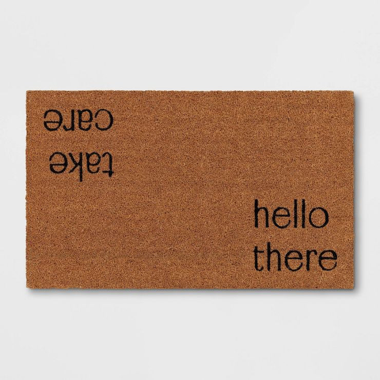 1'6"x2'6" 'Hello There' Take Care Coir Doormat Natural - Threshold™ | Target